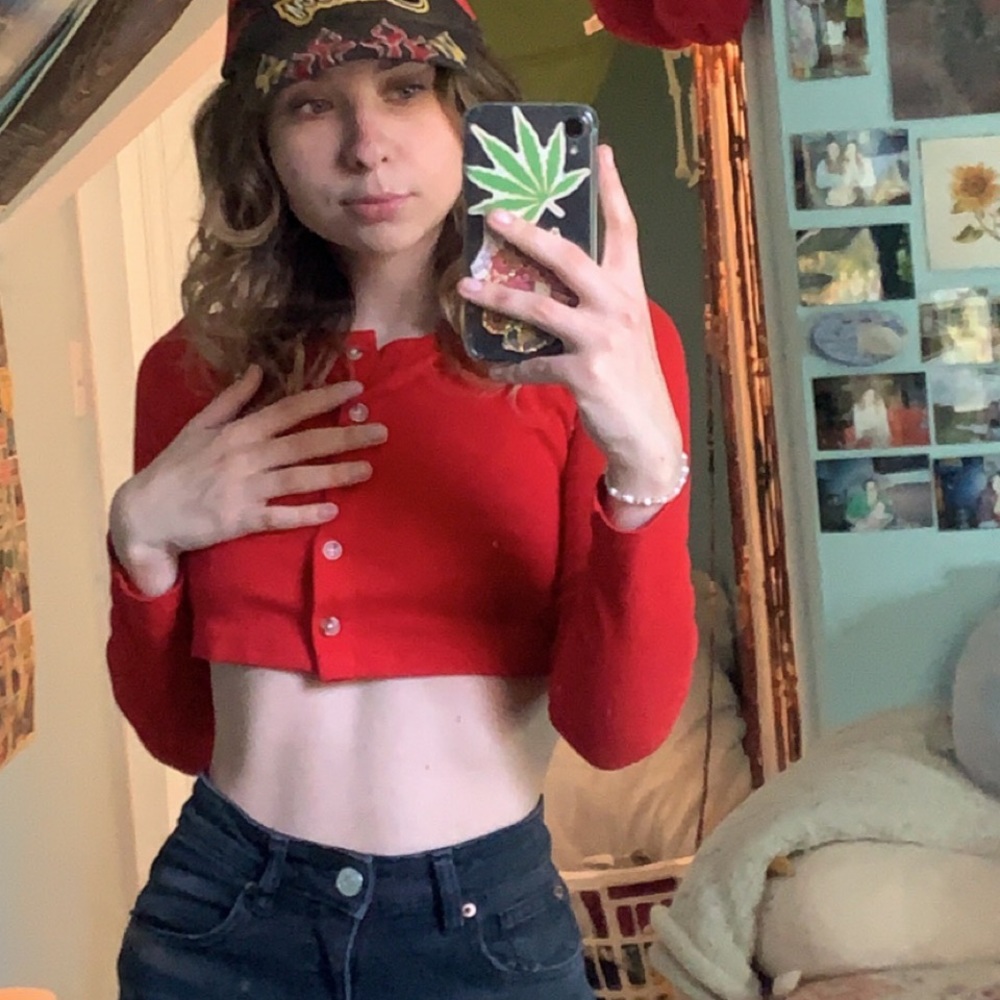 Small Longsleve button up red top